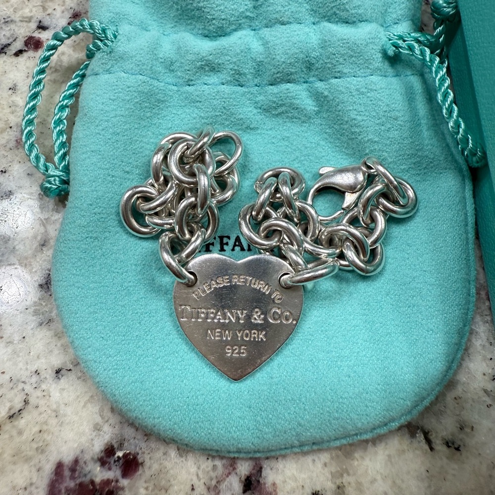 Tiffany & Co. Silver Heart Tag Chain Bracelet